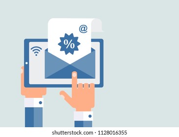 Receiving, sending an email with information about discounts.