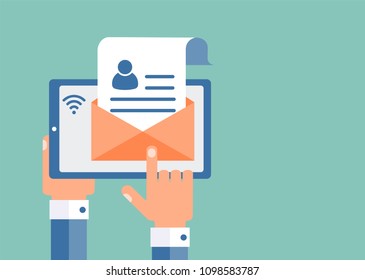 Receiving, sending personal information. Flat design.
