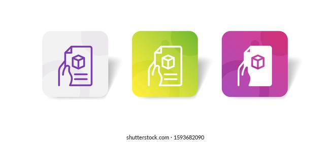 receiving shipping document
icon in outline and solid style with colorful smooth gradient background, suitable for mobile and web UI, app button, infographic, etc