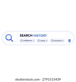 Recent search history interface. vector illustration