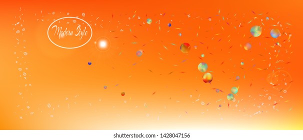 Recent space and signs confetti. Background wallpaper. Signs colorific illustration. Great - new Ultra Wide backgrounds. Colorful crisp abstraction. Orange red main theme.
