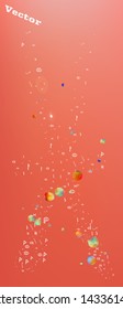 Recent space and signs confetti. Background blur. Usefull colorific illustration. A good Ultra Wide background. Colorful breezy abstraction. Coral theme.