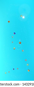 Recent space and signs confetti. Signs colorific illustration. Background blend. Wonderful colored, portrait background pattern Ultra Wide. Colorful breezy abstraction. Azure colored theme.