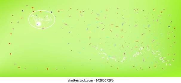 Recent space and signs confetti. Funny colorific illustration. Background mesh. Ultra Wide background texture. Colorful new abstraction. Lime main theme.