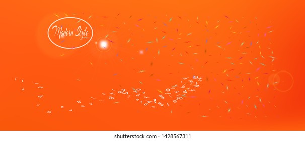 Recent space and signs confetti. Professional colorific illustration. Background modern. Light Ultra Wide background. Colorful pristine abstraction. Orange red main theme.