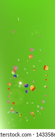 Recent space and signs confetti. Usefull colorific illustration. Background modern. Great - new portrait Ultra Wide backgrounds. Colorful fresh abstraction. Green colored theme.