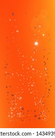 Recent space and signs confetti. Usefull colorific illustration. Background smooth. A good Ultra Wide background. Colorful pure abstraction. Orange red theme.