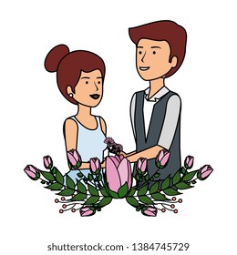 recently married couple with floral decoration