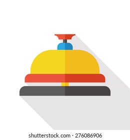 Reception Bell flat icon with long shadow