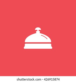 Reception Bell Flat Icon On Red Background