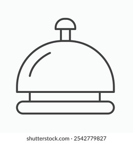 Reception bell icon in black and white outlined stroke