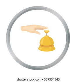 Reception bell icon in cartoon style isolated on white background. Hotel symbol stock vector illustration.