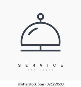 Reception bell icon. Hotel service sign. Linear outline icon on white background. Line vector icon for websites and apps mobile minimalistic flat design