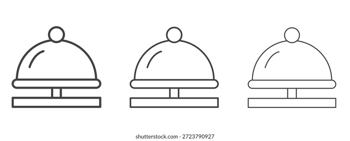 Reception bell icon in line art doodle style. Editable stroke outline sign, eps 10