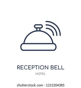 Icono de campana de recepción. Diseño de símbolo lineal de campana de recepción de la colección Hotel. Ilustración vectorial de elementos de esquema simple en fondo blanco.