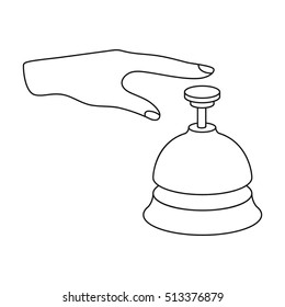 Reception bell icon in outline style isolated on white background. Hotel symbol stock vector illustration.