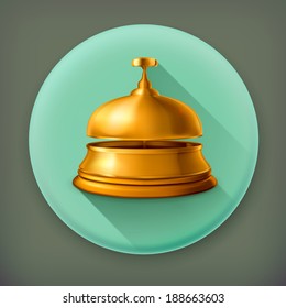 Reception Bell, long shadow vector icon