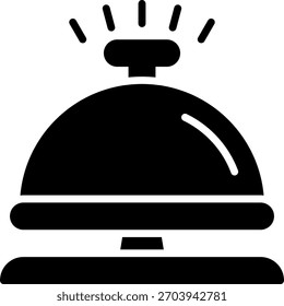 Recepção sino vetor design em estilo moderno, serviço de check-in do hotel e conceito de assistência ao hóspede, ilustração da recepção. Ícone de Glifo