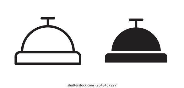 Reception bell vector icon set in black.