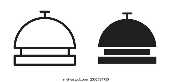 Conjunto de iconos de Vector de campana de recepción negro relleno y estilo delineado.