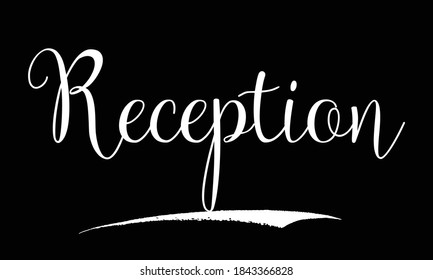 Reception Calligraphy White Color Text On Black Background