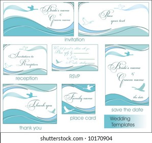 Reception card set with Blue birds 5. To see similar, please visit my gallery.