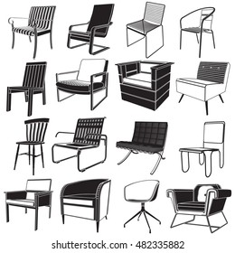reception chair icons vector style