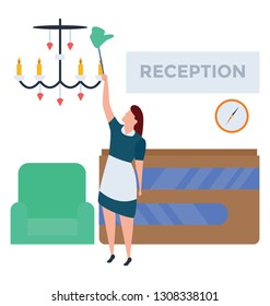 Reception cleaning illustration vector 