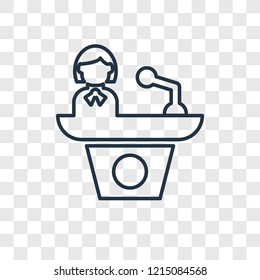 Reception concept vector linear icon isolated on transparent background, Reception concept transparency concept in outline style