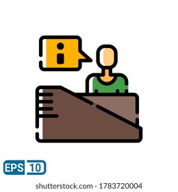 reception counter desk icon with filled line style. vector illustration for graphic design, website, UI isolated on white background. EPS 10