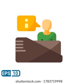 reception counter desk icon with flat style. vector illustration for graphic design, website, UI isolated on white background. Editable color. EPS 10