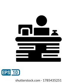 reception counter desk icon isolated on white background. vector illustration in glyph style. EPS 10