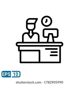 reception counter desk icon with line style isolated on white background. EPS 10