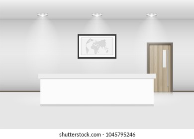 Reception counter and interior decorative., Vector, Illustration