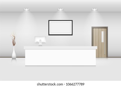 Reception counter and interior decorative., Vector, Illustration