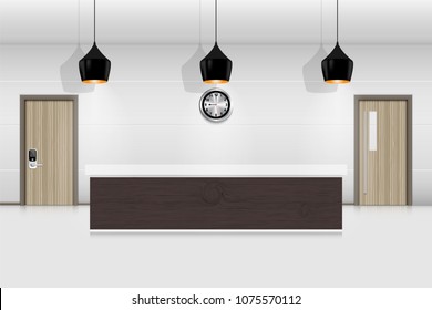 Reception counter and interior decorative., Vector, Illustration