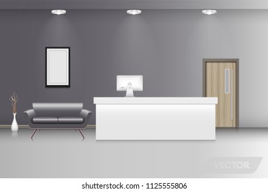 Reception counter and interior decorative., Vector design