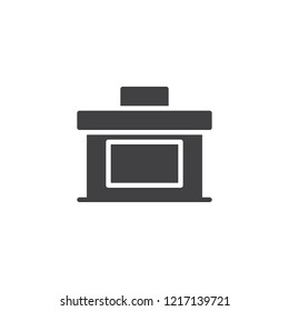 Reception counter vector icon. filled flat sign for mobile concept and web design. Customer service desk simple solid icon. Symbol, logo illustration. Pixel perfect vector graphics