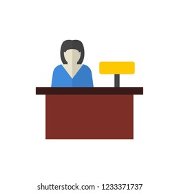reception desk flat fector icon