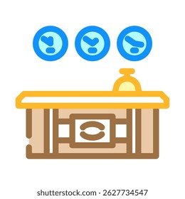 reception desk hospitality hotel color icon vector. reception desk hospitality hotel sign. isolated symbol illustration