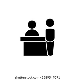 reception desk icon, customer service, simple flat style, illustration, logo sign symbol pictogram template, for ui or ux isolated on white for mobile app, editable
