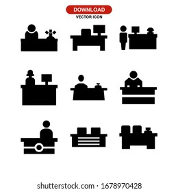reception desk icon or logo isolated sign symbol vector illustration - Collection of high quality black style vector icons
