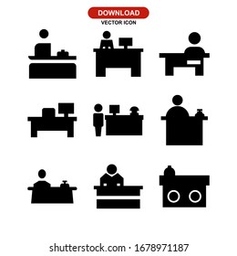 reception desk icon or logo isolated sign symbol vector illustration - Collection of high quality black style vector icons
