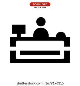 reception desk icon or logo isolated sign symbol vector illustration - high quality black style vector icons
