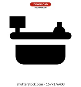 Icono del mostrador de recepción o logotipo símbolo de señal aislado ilustración vectorial de alta calidad estilo negro iconos vectoriales
