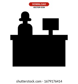 Icono del mostrador de recepción o logotipo símbolo de señal aislado ilustración vectorial de alta calidad estilo negro iconos vectoriales
