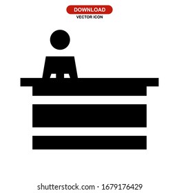 Icono del mostrador de recepción o logotipo símbolo de señal aislado ilustración vectorial de alta calidad estilo negro iconos vectoriales
