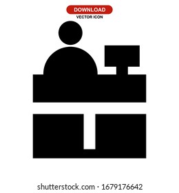 reception desk icon or logo isolated sign symbol vector illustration - high quality black style vector icons
