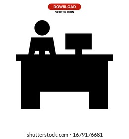 reception desk icon or logo isolated sign symbol vector illustration - high quality black style vector icons
