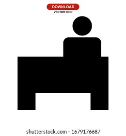 Icono del mostrador de recepción o logotipo símbolo de señal aislado ilustración vectorial de alta calidad estilo negro iconos vectoriales
